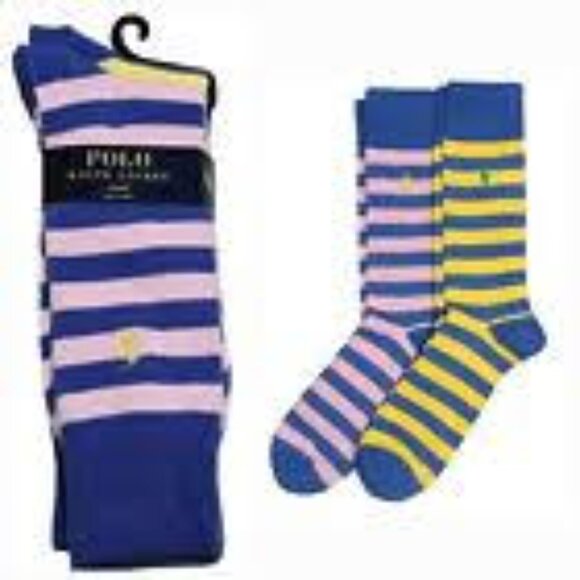 Polo Ralph Lauren Big & Tall Striped Slack Crew Socks 2-Pack - Picture 2 of 3